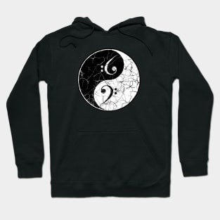 Yin yang-duality-Bass Cleff-Craquelure-Music Hoodie